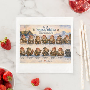 13 IJslandse Yule Lads Kerstmis in IJsland Servet