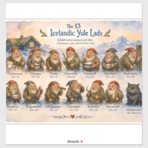 13 IJslandse Yule Lads Kerstmis in IJsland Sticker