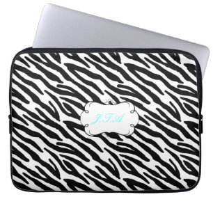 13-inch laptop hoesje monogrammed initialen zwart  sleeve