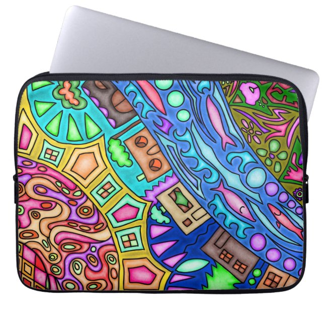 13-inch neopreenlaptophoes met abstract kunstwerk laptop sleeve (Voorkant)