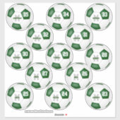 13 individueel gepersonaliseerde groene witte voet sticker (Vel)