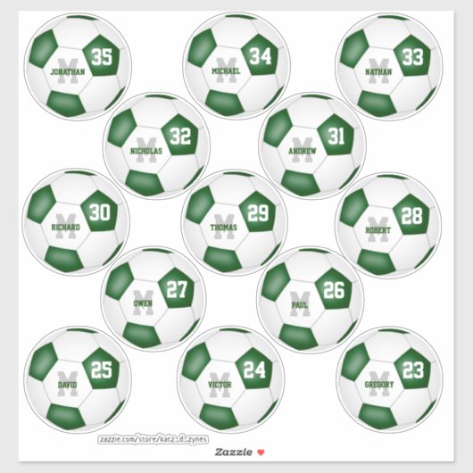 13 individueel gepersonaliseerde groene witte voet sticker (Vel)