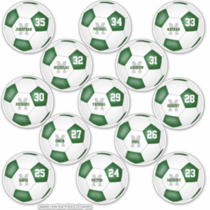 13 individueel gepersonaliseerde groene witte voet sticker