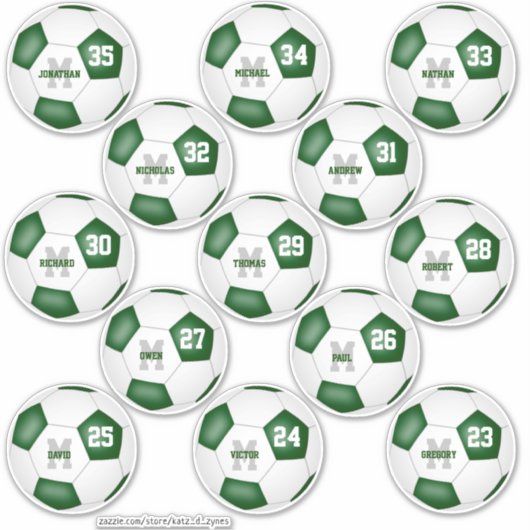13 individueel gepersonaliseerde groene witte voet sticker (Voorkant)