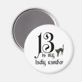 13 is mijn geluksgetal+zwarte kat magneet (Voorkant / Achterkant)