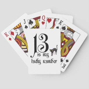 13 is mijn geluksgetal+zwarte kat pokerkaarten