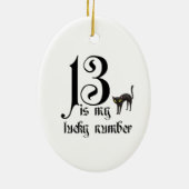 13 is mijn geluksnummer+cat keramisch ornament (Achterkant)