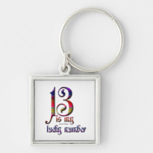 13 is mijn Lucky Number-Colorful Sleutelhanger