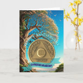 13 Jaar AA Jubileum Munt Boom van het Leven Kaart (Gele Bloem)