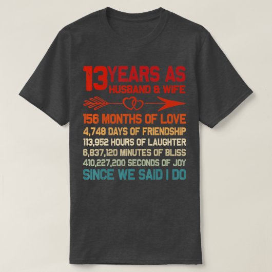 13 jaar als Echtgenoot 13e Jubileum Gift for T-shirt (Design voorkant)