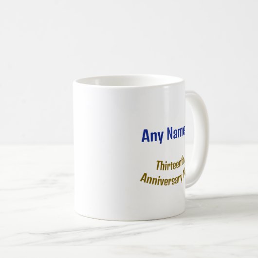 13 Jaar CUSTOM NAME AA Jubileum Serenity Koffiemok (Voorkant rechts)