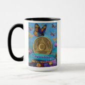 13 Jaar CUSTOM NAME AA Vlinders Bloemen Mok (Links)