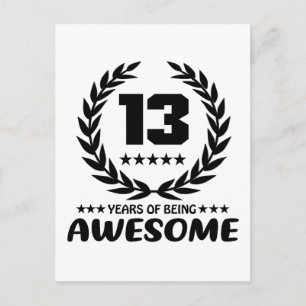 13 jaar geweldig zijn briefkaart