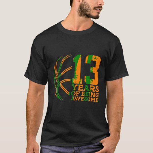 13 JAAR GEWELDIGE BASKETBAL 13E VERJAARDAG T-SHIRT (Voorkant)