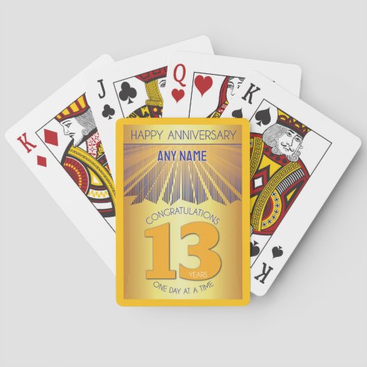 13 Jaar | Golden Ray 12 Stappen Aangepaste NAAM Pokerkaarten (Achterkant)
