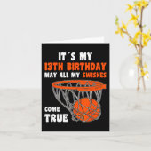 13 jaar Happy 13th Birthday Basketball 13th Bi Kaart (Gele Bloem)