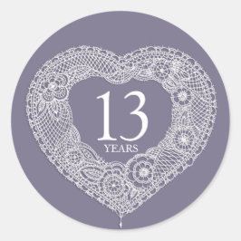 13 jaar kantjubileum hart stickers