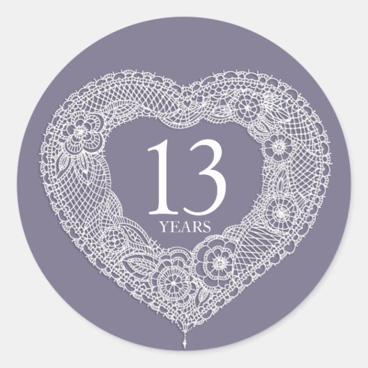 13 jaar kantjubileum hart stickers (Voorkant)