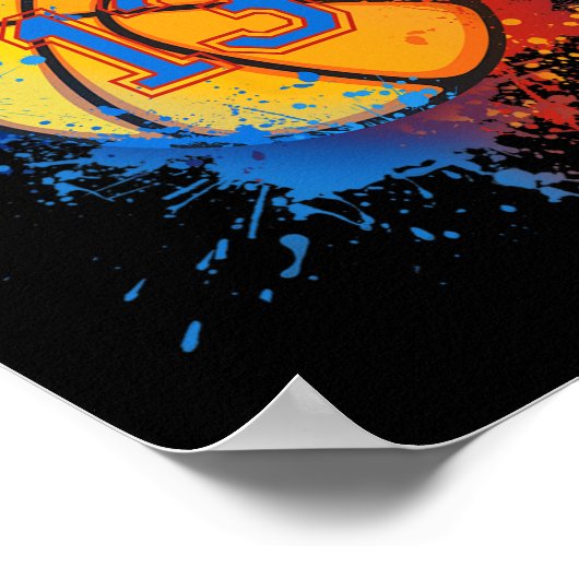 13 jaar oud 13e verjaardag basketbal cadeau voor j poster (Hoek)