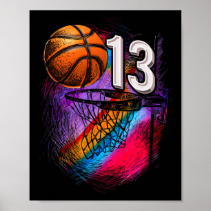 13 Jaar Oud 13e Verjaardag Basketbal Officiële Tie Poster