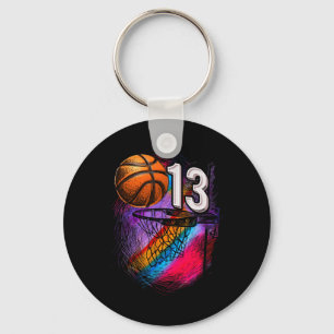13 Jaar Oud 13e Verjaardag Basketbal Officiële Tie Sleutelhanger