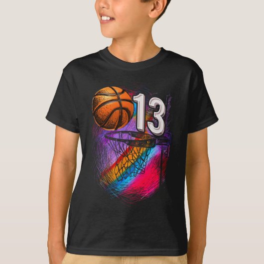 13 Jaar Oud 13e Verjaardag Basketbal Officiële Tie T-shirt (Voorkant)
