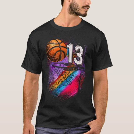 13 Jaar Oud 13e Verjaardag Basketbal Officiële Tie T-shirt (Voorkant)