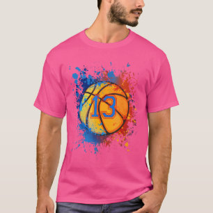 13 jaar oud 13e verjaardag basketbal voor jongens t-shirt