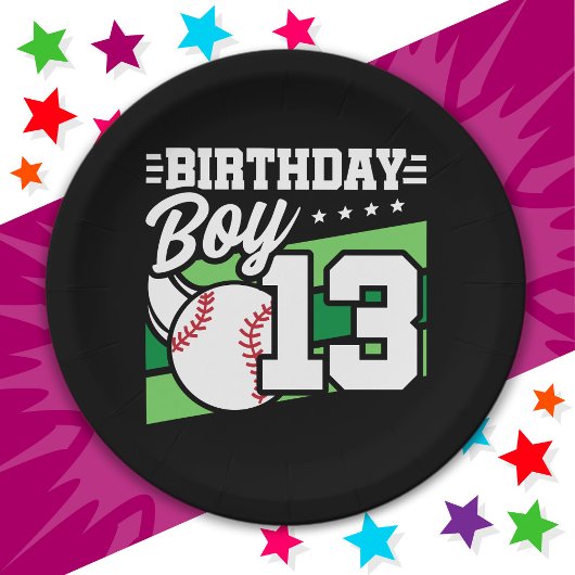 13 Jaar Oud Baseball Party Thema 13e Verjaardag Jo Papieren Bordje