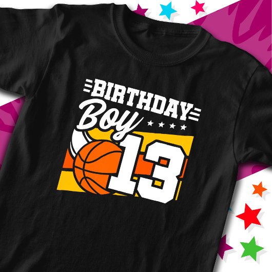 13 Jaar Oud Basketbalfeest 13e Verjaardag Jongen T-shirt