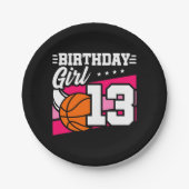 13 Jaar Oud Basketbalfeest 13e Verjaardag Meisje Papieren Bordje (Voorkant)