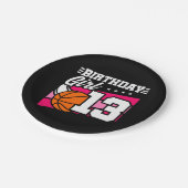 13 Jaar Oud Basketbalfeest 13e Verjaardag Meisje Papieren Bordje (Gekanteld)