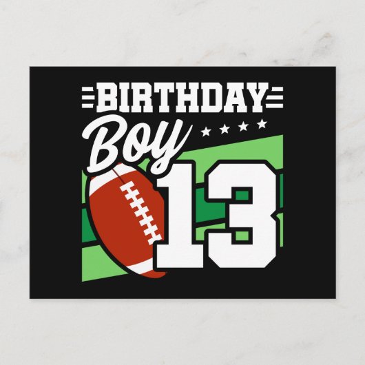 13 Jaar Oud Football Party Thema 13de Verjaardags  Briefkaart (Voorkant)