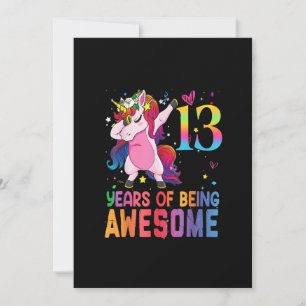 13 jaar oud Unicorn Dabbing 13th Birthday Girl Ver Kaart