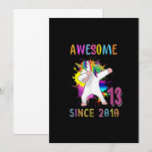 13 jaar oud Unicorn Flossing 13th Birthday Girl Kaart (Voorkant / Achterkant)