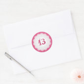 13 Jaar Oud Verjaardag Sticker Roze en Kant V009L1 (Envelop)