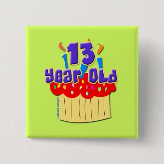 13 jaar oud vierkante button 5,1 cm (Voorkant)