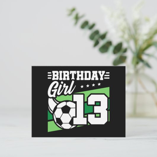 13 Jaar Oud Voetbal Football 13e Verjaardag Meisje Briefkaart (Staand voorkant)