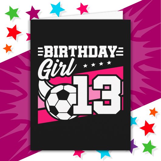 13 Jaar Oud Voetbal Football 13e Verjaardag Meisje Kaart