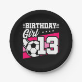 13 Jaar Oud Voetbal Football 13e Verjaardag Meisje Papieren Bordje (Voorkant)