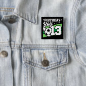 13 Jaar Oud Voetbal Football Kinder 13e Verjaardag Vierkante Button 5,1 Cm (In situ)