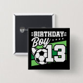 13 Jaar Oud Voetbal Football Kinder 13e Verjaardag Vierkante Button 5,1 Cm (Voorkant /achterkant)