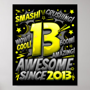 13 Jaar Oud Voor Jongens 13e Verjaardag Jongen 13 Poster