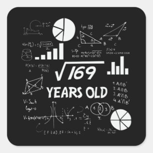 13 jaar oude Bday Geeky Wiskunde 13e verjaardagsca Vierkante Sticker