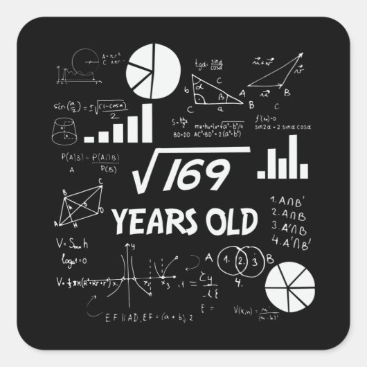 13 jaar oude Bday Geeky Wiskunde 13e verjaardagsca Vierkante Sticker (Voorkant)