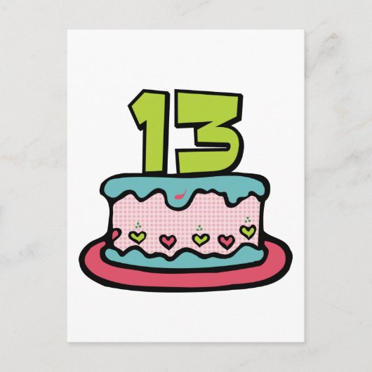 13 jaar oude Birthday Cake Briefkaart (Voorkant)