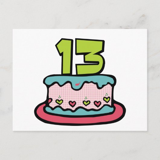 13 jaar oude Birthday Cake Briefkaart (Voorkant)