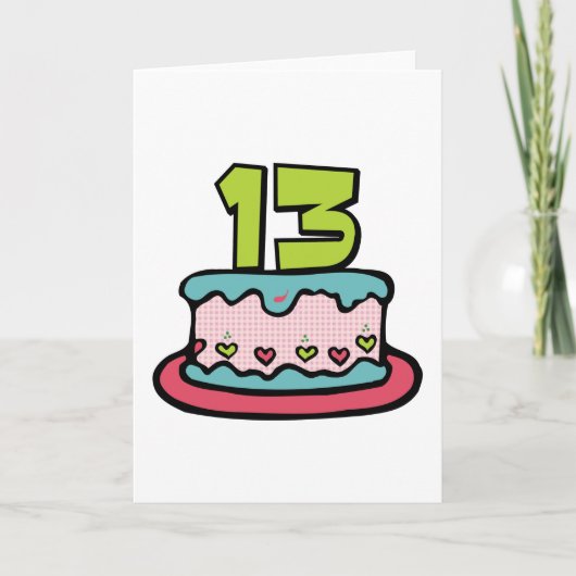 13 jaar oude Birthday Cake Kaart (Voorkant)
