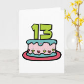 13 jaar oude Birthday Cake Kaart (Gele Bloem)