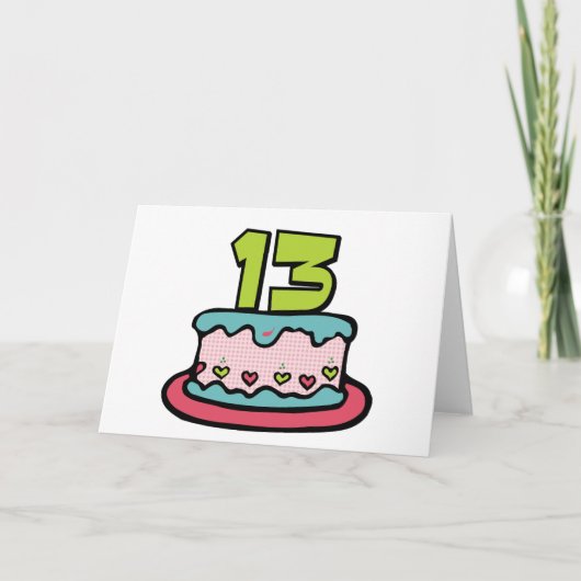 13 jaar oude Birthday Cake Kaart (Voorkant)